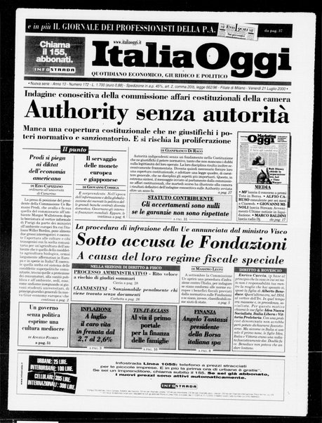 Italia oggi : quotidiano di economia finanza e politica